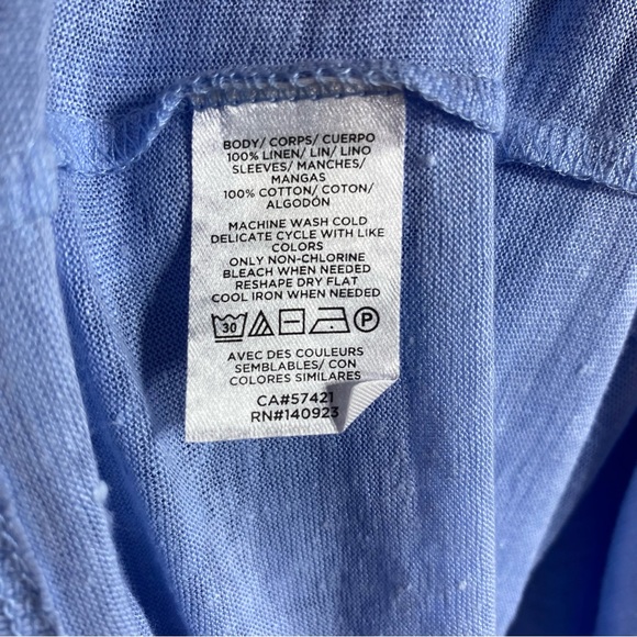 LOFT Blue Linen Ruffle Shirt - Picture 3 of 4